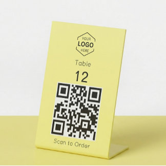 Butter Yellow Scannen zum Bestellen QR-Code Tischn Sockelschild