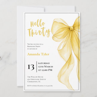 Butter Yellow Schleife 30. Geburtstagseinladung Einladung