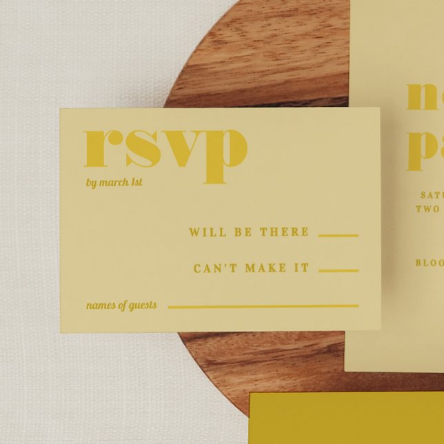 Butter Yellow Simple Wedding RSVP Begleitkarte (Butter Yellow Simple Wedding RSVP Enclosure Card)