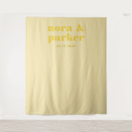 Butter Yellow Simple Wedding Welcome Backdrop Sign Wandteppich
