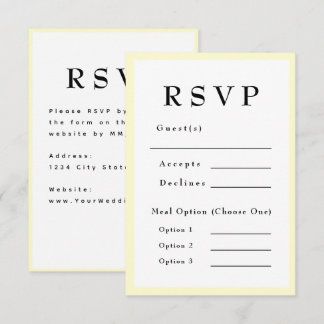 Butter Yellow Timeless Wedding RSVP Karte