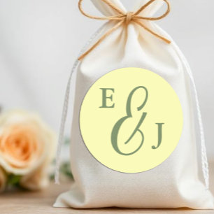 Butter Yellow und Sage Minimalistische Hochzeit Runder Aufkleber