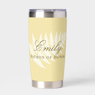 Butter Yellow White Fern Pastel Brautjungfer Thermobecher