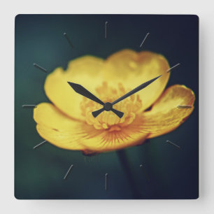 Butterblume-Blumenblumenwanduhr Quadratische Wanduhr