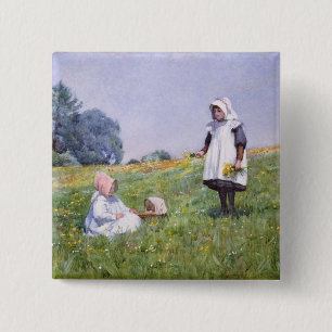 Butterblumeen und Gänseblümchen Button