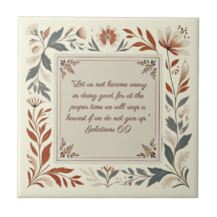 Buttercreme Bauernhaus Blumenrahmen Bibel Verse Fliese