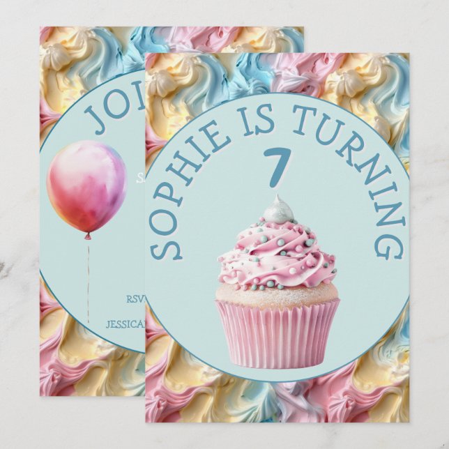 Buttercreme-Icing-Party Geburtstag Einladung (Vorne/Hinten)
