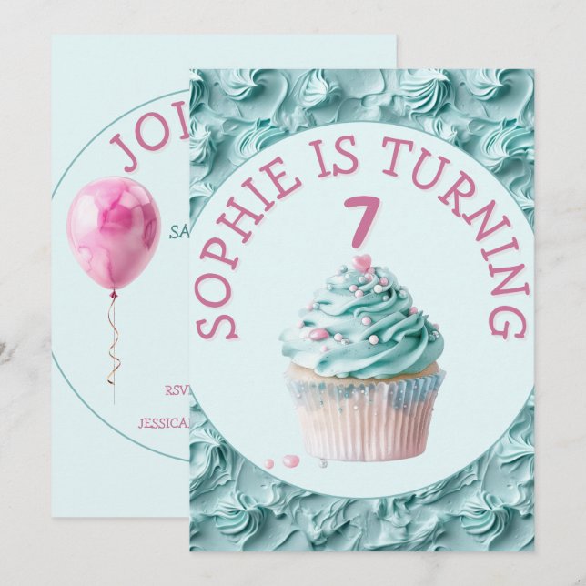 Buttercreme-Icing-Party Geburtstag Einladung (Vorne/Hinten)