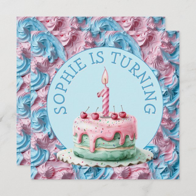 Buttercreme-Icing-Party Geburtstag Einladung (Vorne/Hinten)