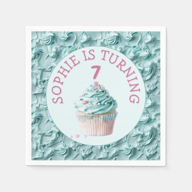 Buttercreme-Icing-Party Geburtstag Serviette (Vorderseite)