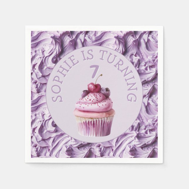 Buttercreme-Icing-Party Geburtstag Serviette (Vorderseite)