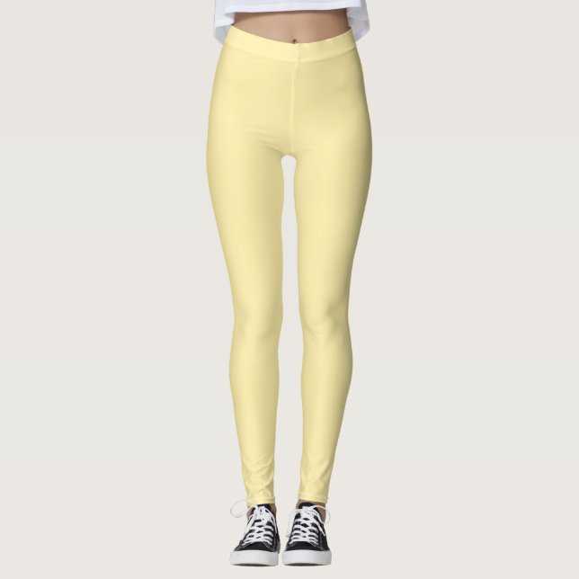 Buttercreme, solide Farbe Leggings (Vorderseite)
