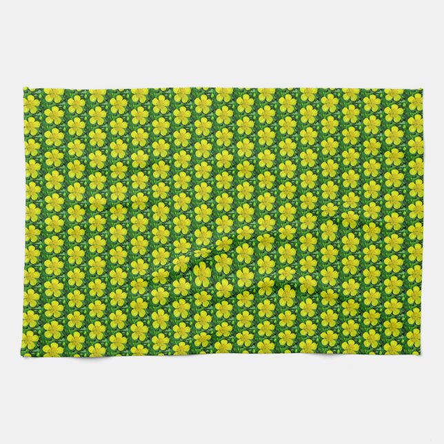 Buttercup Blume bewundern. Geschirrtuch (Horizontal)