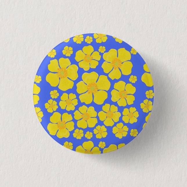 Buttercup-Blume Design auf Button (Vorderseite)