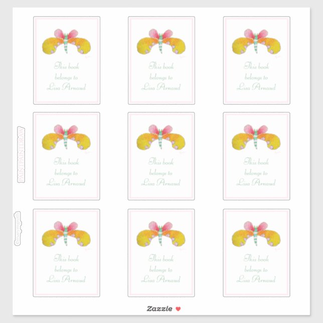 Buttercup Butterfly-Buchzeichen Aufkleber (Blatt)