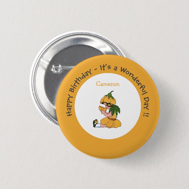 Buttercup Child Whimsical Blume Party Collection Button (Vorne & Hinten)