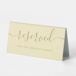 Buttercup Gelb und Gold Script Hochzeit vorbehalte Tischaufsteller