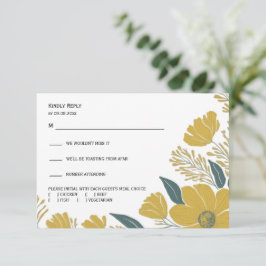 Buttercup Gelbe Flora Moderne Hochzeitsreaktion, RSVP Karte