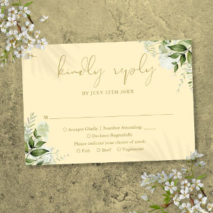 Buttercup Hochzeit in Gelb und Gold RSVP Karte