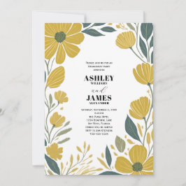 Buttercup Yellow Modern Floral Engagement Party Einladung