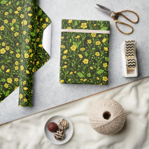 Buttercups auf schwarz geschenkpapier