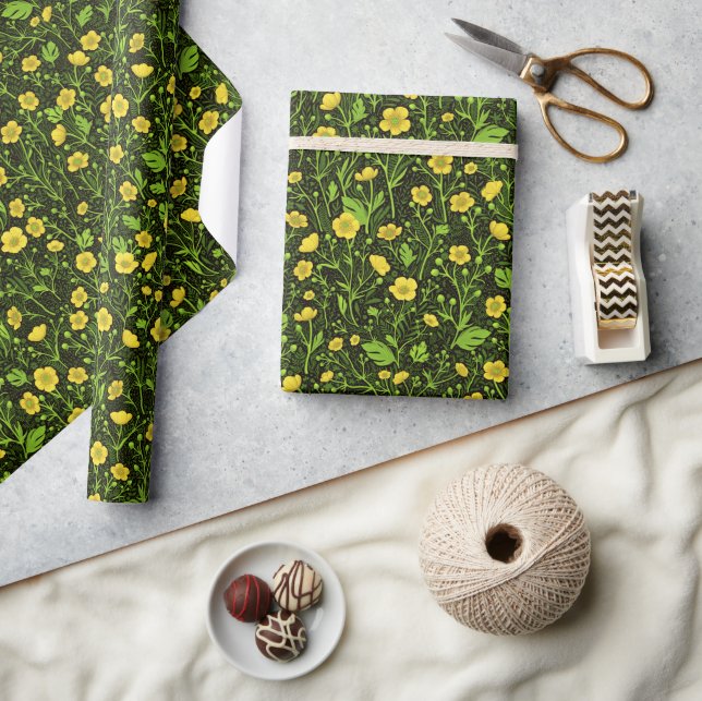 Buttercups auf schwarz geschenkpapier (Basteln)