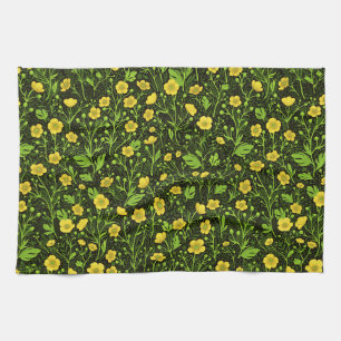 Buttercups auf schwarz geschirrtuch