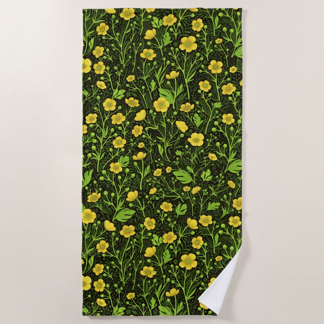 Buttercups auf schwarz strandtuch (Vorderseite)