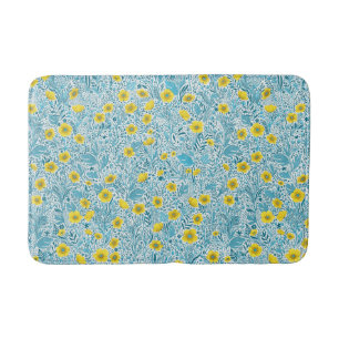 Buttercups, gelb, blau und weiß badematte
