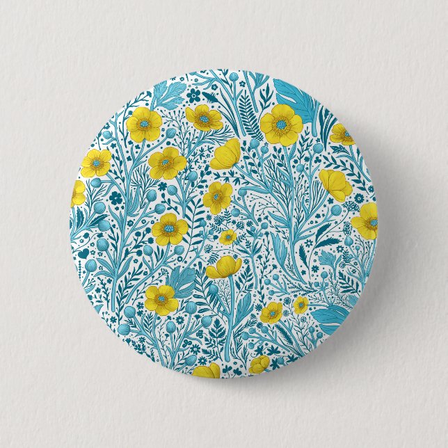 Buttercups, gelb, blau und weiß button (Vorderseite)