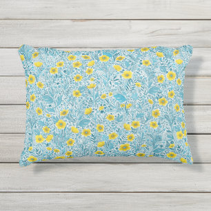 Buttercups, gelb, blau und weiß kissen für draußen