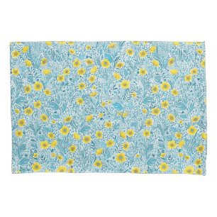Buttercups, gelb, blau und weiß kissenbezug