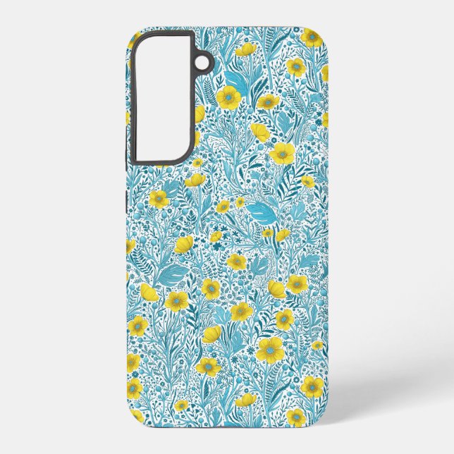 Buttercups, gelb, blau und weiß samsung galaxy hülle (Rückseite)