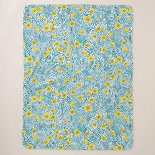 Buttercups, gelb, blau und weiß sherpadecke