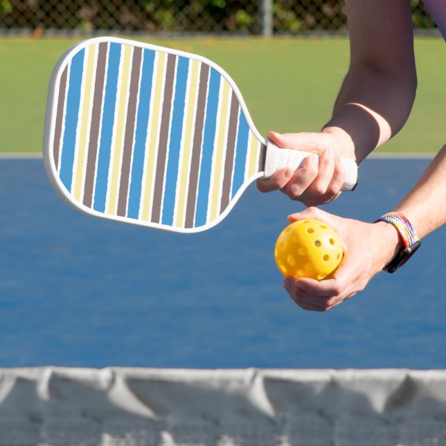 Buttered Popcorn Kaffee Brown Sonic Blue Streifen Pickleball Schläger (InSitu)