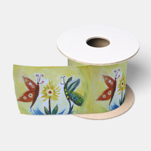 ButterfCustom 3 in Wide Satin Ribbon, 2 Yard Spool Satinband