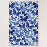 Butterfisch Watercolor Blue<br><div class="desc">Indigo blaue Schmetterlingsmalerei in Aquarellfarbe, um Ihnen für eine Weile das Rätsel behalten.</div>