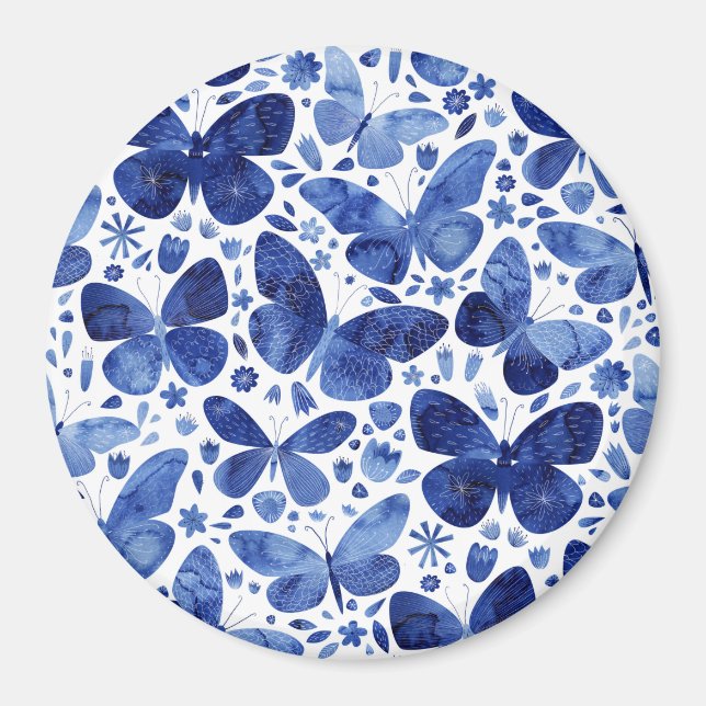 Butterfisch Watercolor Blue Magnet (Vorne)