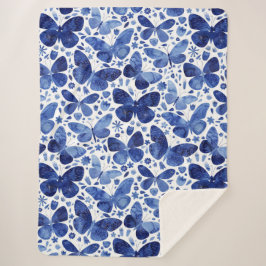 Butterfisch Watercolor Blue Sherpadecke