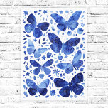 Butterfisch Watercolor Indigo Blue Canvas Print Leinwanddruck<br><div class="desc">Indigo blue and white watercolor butterfly painting.</div>
