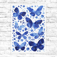 Butterfisch Watercolor Indigo Blue Canvas Print