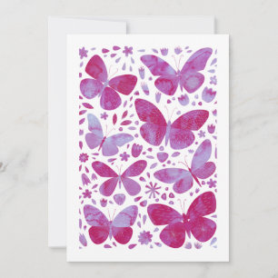 Butterfisch Watercolor Magenta Pink Grüße Karte