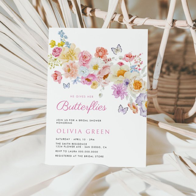 Butterfische Pastel Bloom Floral Brautparty Einladung (Von Creator hochgeladen)