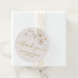 Butterfliegen Beige Floral Gefälligkeitstags Geschenkanhänger