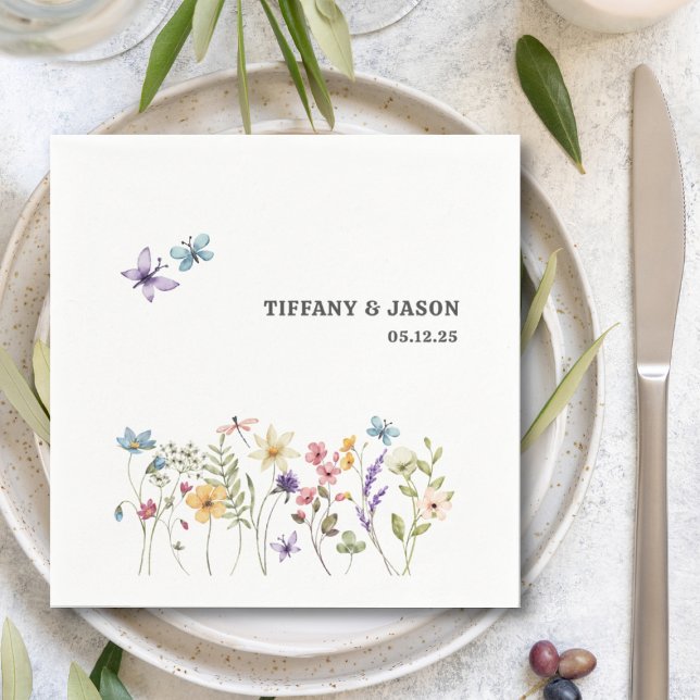Butterfliegen Wasserfarbene Wildblume Blumenzehen Serviette (Von Creator hochgeladen)