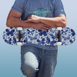 Butterfliegen Watercolor Indigo Blue Skateboard<br><div class="desc">Indigo blue and white watercolor butterfly painting.</div>