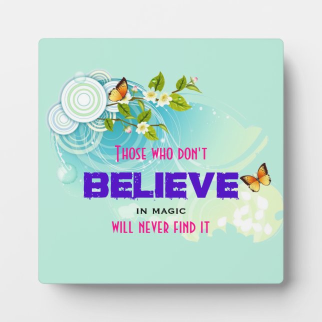 Butterflies and Flower Blossoms with Magic Quote Fotoplatte (Vorderseite)