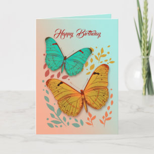 Butterflies and Leaves Friend Birthday Card Karte