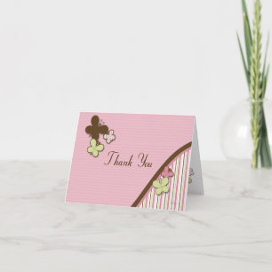 Butterflies and Stripes Thank You Note Card Dankeskarte
