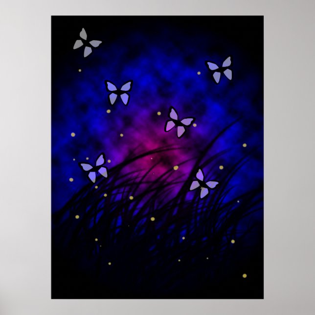 Butterflies at Night Poster (Vorne)